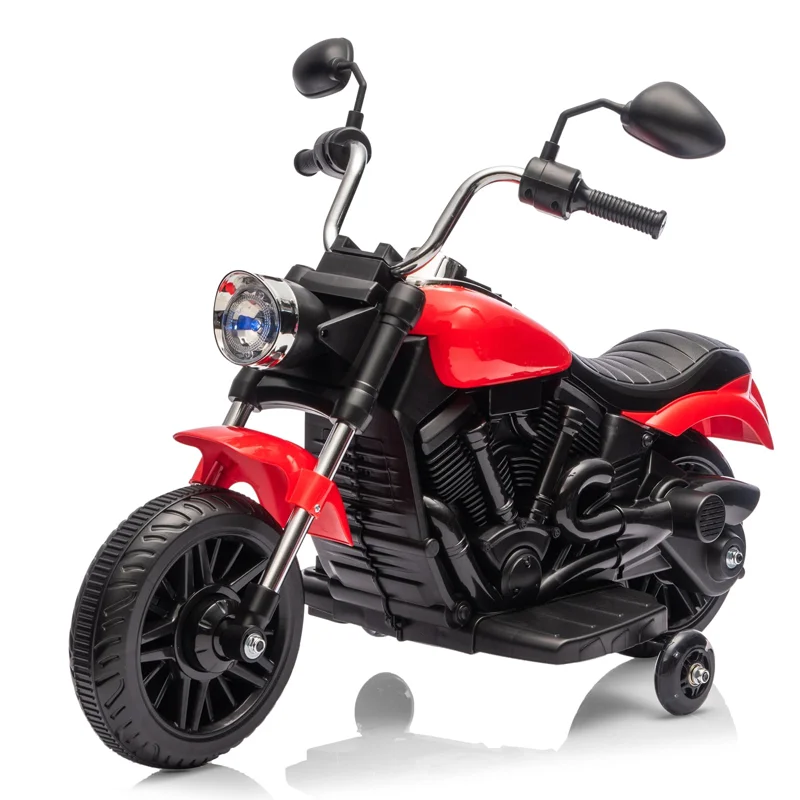 12V 3-Wheel Kids Electric Motorcycle, Toddler Ride On Bike with Training Wheels