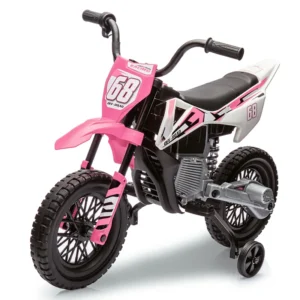 12V Kids Electric Motorcycle w/Training Wheels, Dirt Bike Ride On Toy